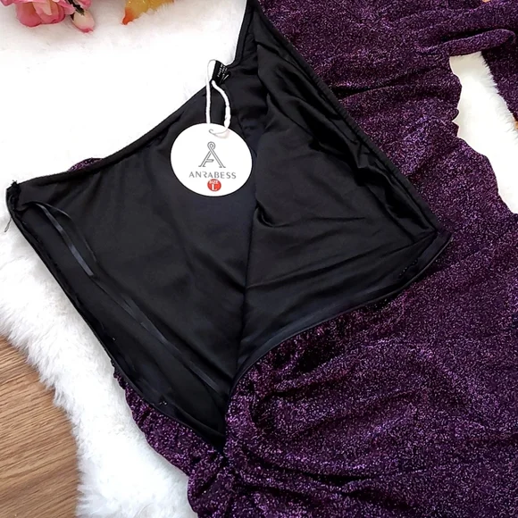 Elegant Purple One-Shoulder Dress - Picture 8 of 14